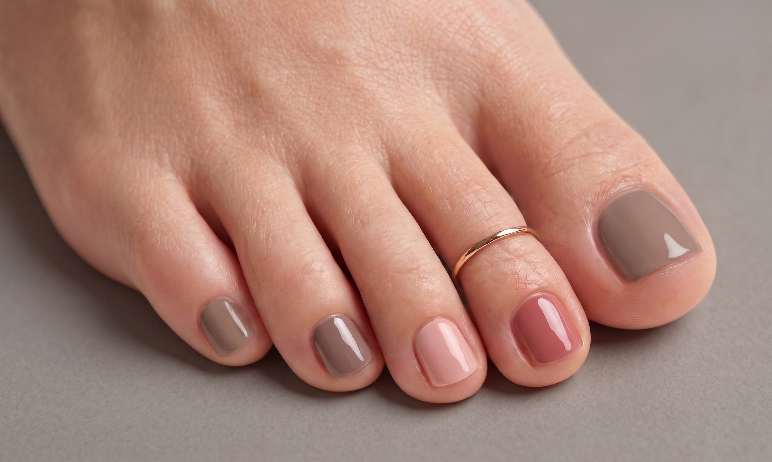 A beautiful pedicure representing Coco Beauty Co. brand colors.